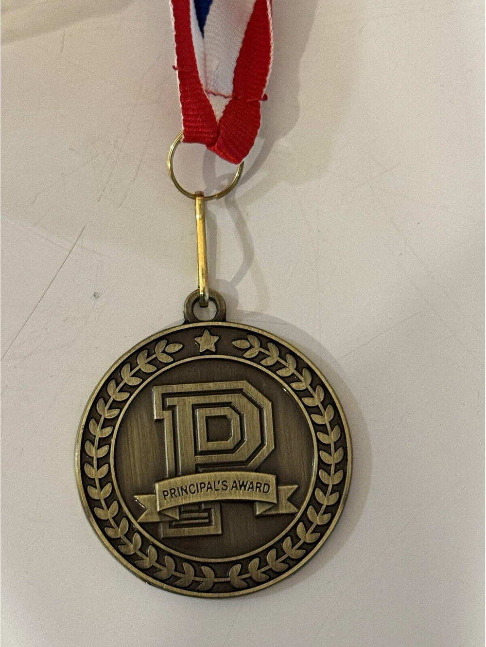20 Pack Principal’s Award Medals 2” Bronze w/ Red White Blue Neck Ribbons